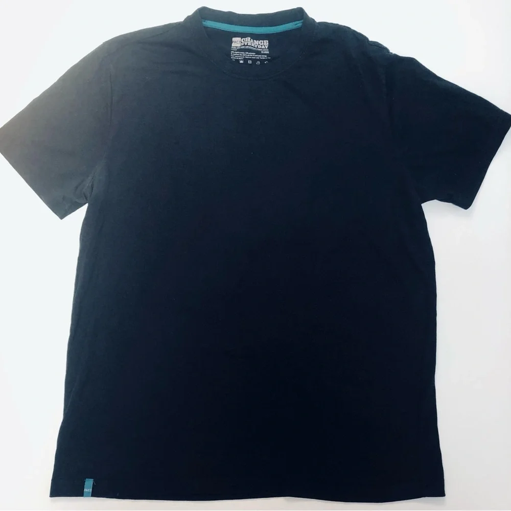 PACT Organic Softspun Men’s Black Crew Neck Tee Size Large - Picture 2 of 5